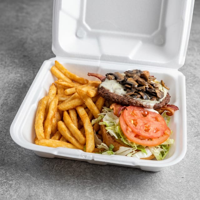 Mushroom & Swiss Burger.